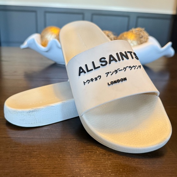 Men’s Allsaints Underground Slip On Slide Sandals - White/Cream - US 10 / EU 43 - Picture 3 of 14